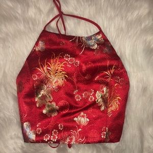 Red cropped Halter top
